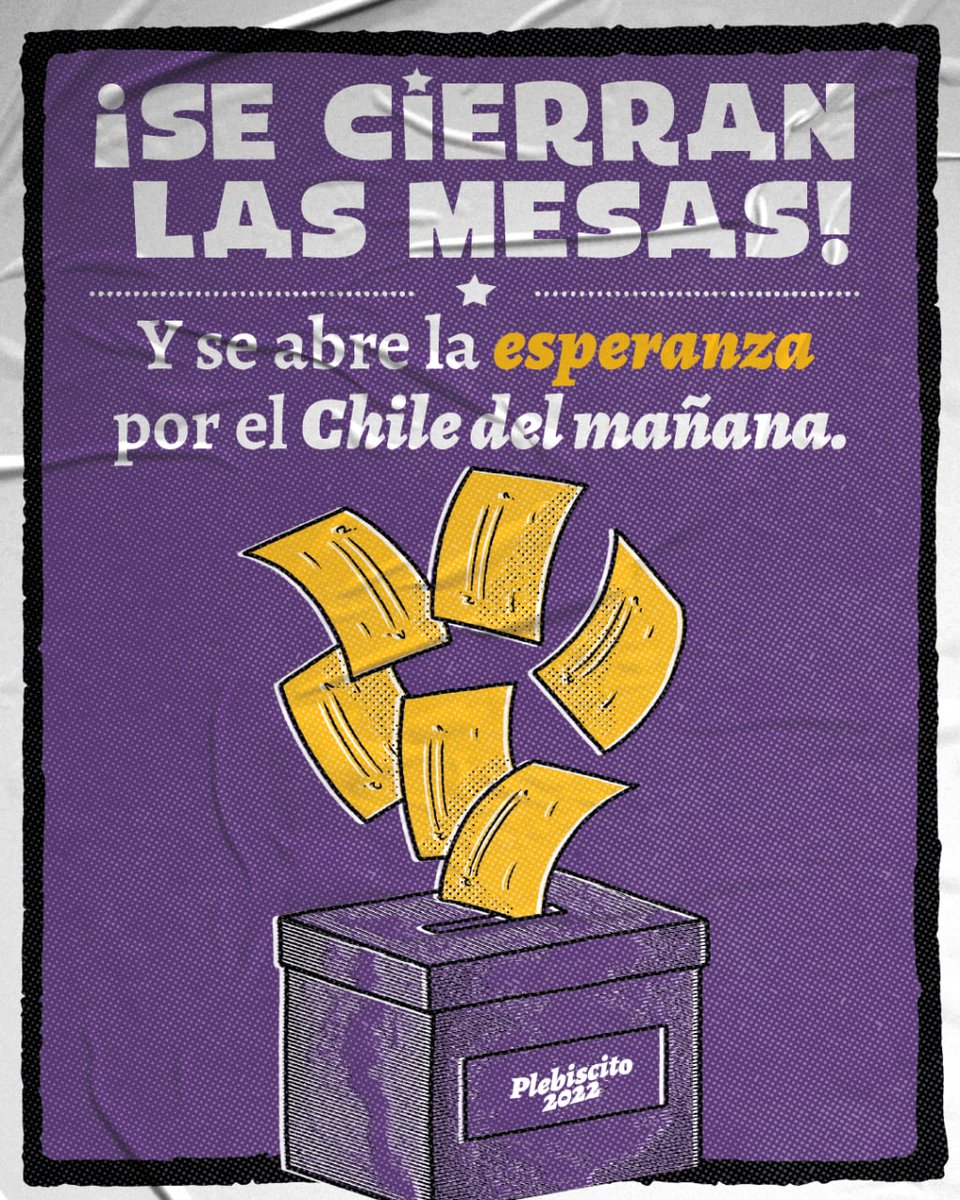 ¡Comienza el conteo de votos en todo el país! 🗳

Con esperanza y convicción esperamos los resultados de esta elección histórica, que finalmente puede cambiar historia de Chile🇨🇱

#ElCambioEsHOY