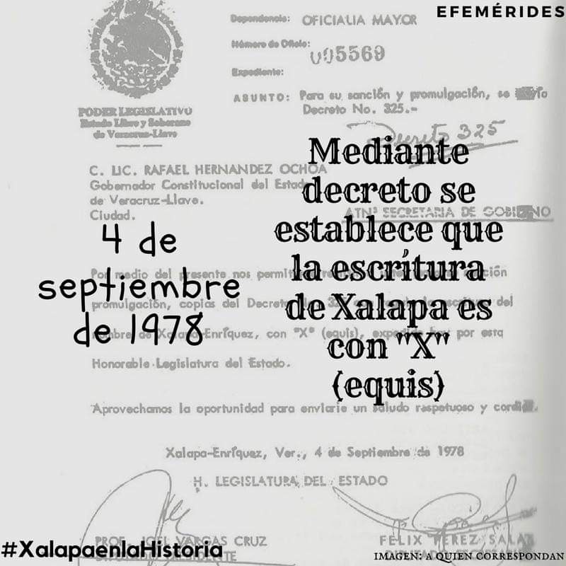 Xalapa_Historia's tweet photo. #Efemérides

Un día como hoy pero de 1978, se establece la escritura de Xalapa con "X" (equis) mediante decreto. #XalapaenlaHistoria https://t.co/5Qn7QVkaVN
