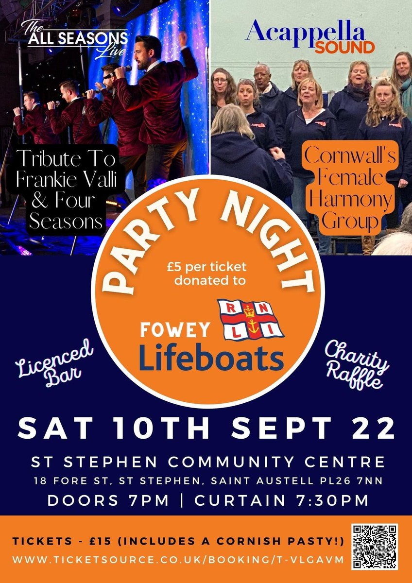 acappella_sound's tweet photo. 6 days until our big event with The All Seasons, raising money for Fowey RNLI. Limited tickets remaining. Get yours now!

https://t.co/zrHiK0mYdA

@Fowey_RNLI @RNLI @BBCCornwall @rsabofficial 

We can't wait to raise money for the amazing men and women of Fowey RNLI https://t.co/190vt653Le