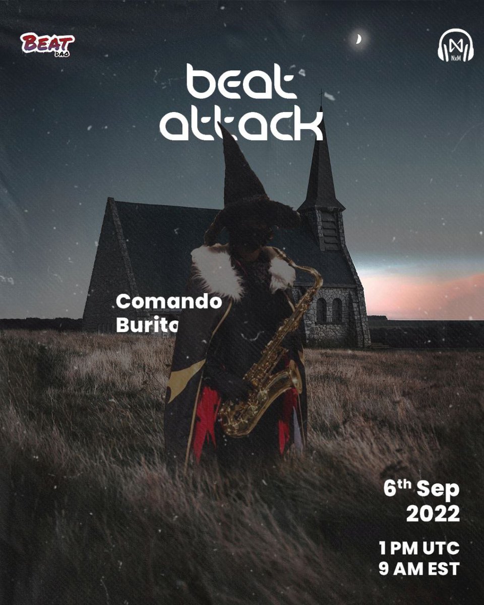 nxmlive's tweet photo. We can't let Sunday go with inviting you to watch @COMANDO_BURRITO make magic 🪄✨🎶🎶 live on @beatdaonear's #beatattack on @nxmlive YouTube channel

https://t.co/O6NzpJzBUi https://t.co/cGzTaHadkR