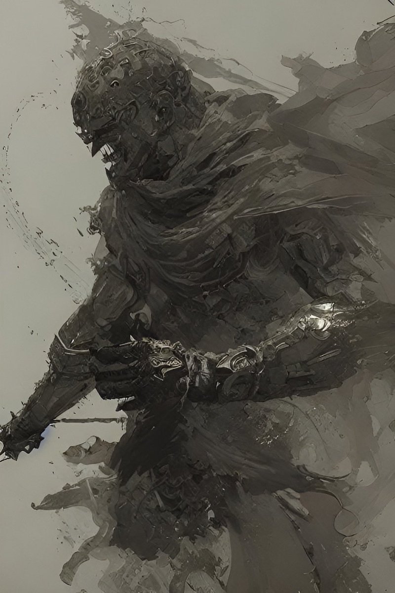 “Ruin, birthed from Destruction and the darkness that dwells in the hearts of men. His coming heralded the end. For men can recover and rebuild from Destruction but the touch of Ruin is entropy. His touch is degradation. The old world lost, it’s secrets gone with it.” #AIArt