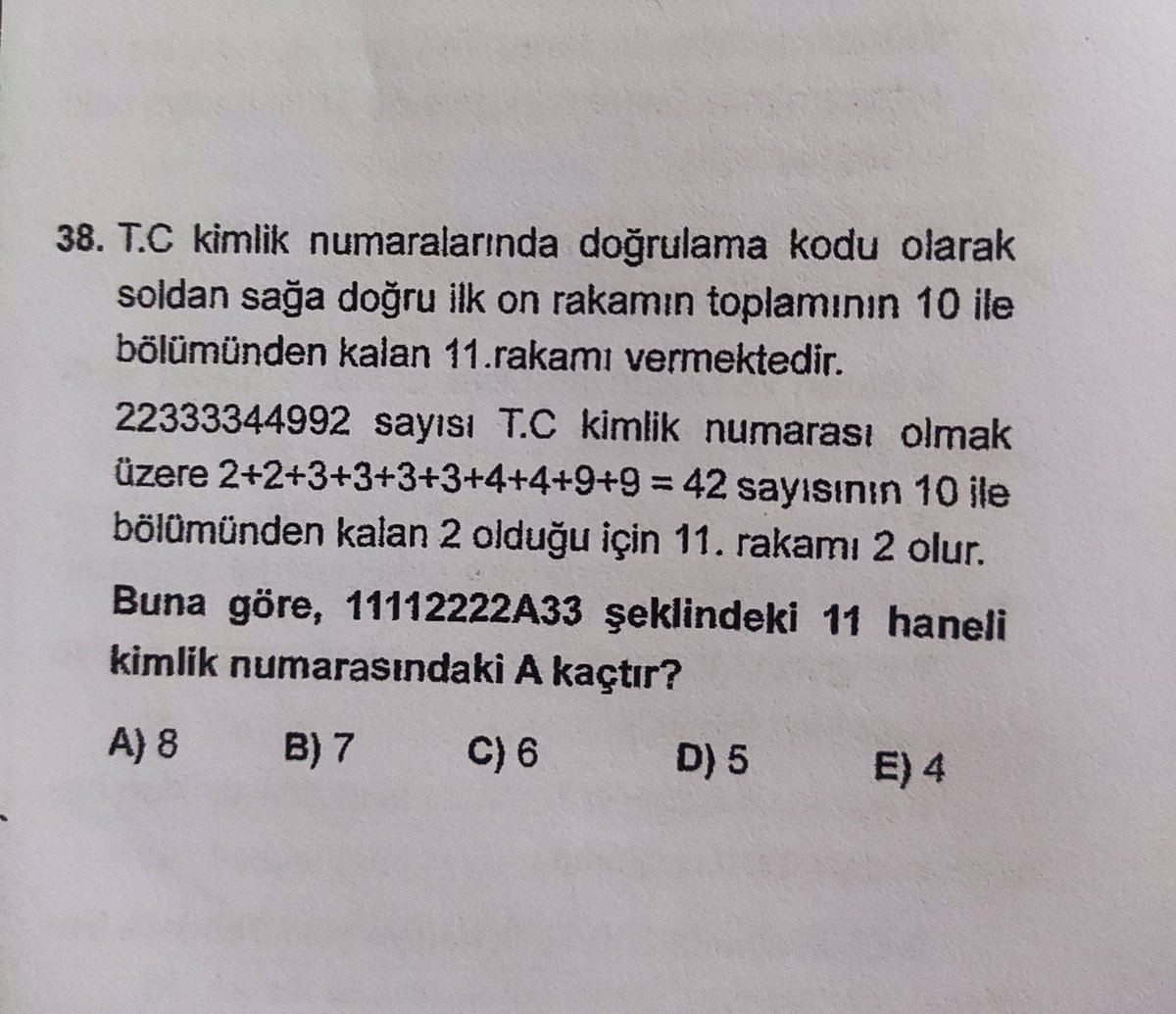 mahhohoho's tweet photo. Bir nüfusçu gözüyle çözünce soru yanlış çünkü biliriz ki T.C. kimlik numarasının sonundaki rakam tek olamaz 🧐😂 https://t.co/fpQBFV31cT