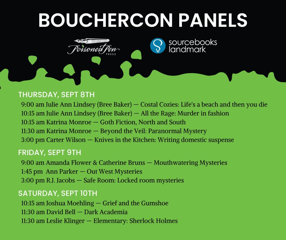 We're headed to Minneapolis for Bouchercon this week! If you'll be there too, join us at our hospitality suite on Thursday afternoon and at these panels

#bouchercon2022 #bouchercon @Bouchercon2022 #mysterybooks #mysteryauthors #cozymystery #ThrillerBooks @