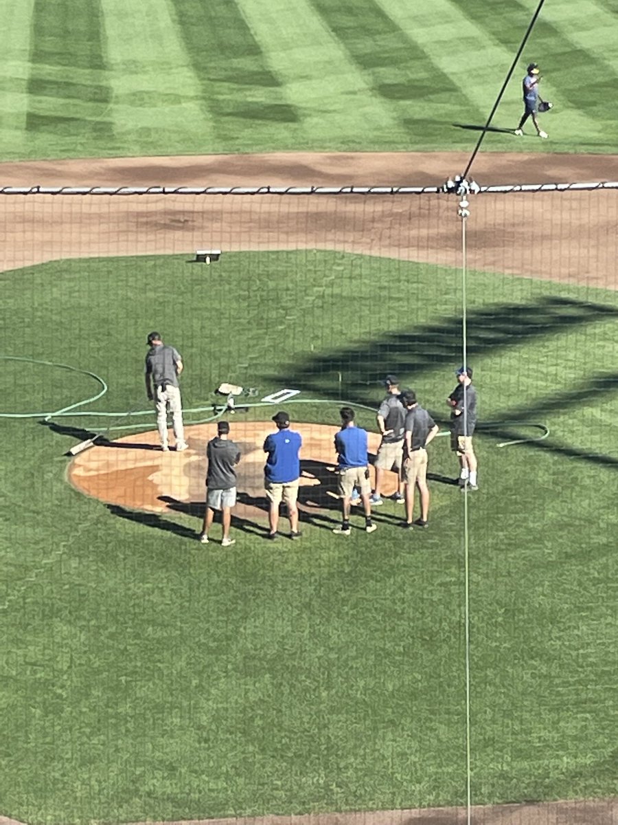 Marcus Campbell’s tutorials on pre-game pitching mound conditioning have drawn rave reviews and brought him World renown. In this photo, groundskeepers and turf managers representing all 7 Continents on the Planet are represented. <a href="/StPaulSaints/">St. Paul Saints</a> <a href="/CHSFieldStPaul/">CHS Field</a> <a href="/STPGroundsCrew/">St. Paul Saints Grounds Crew</a>