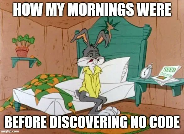 LightningProd10's tweet image. How my MONDAY mornings used to be..😆
#NoCode #buildinginpublic #BuildwithNoCode #CitizenDeveloper #NoCodeMakers #NoCodeGeneration #indiedeveloper