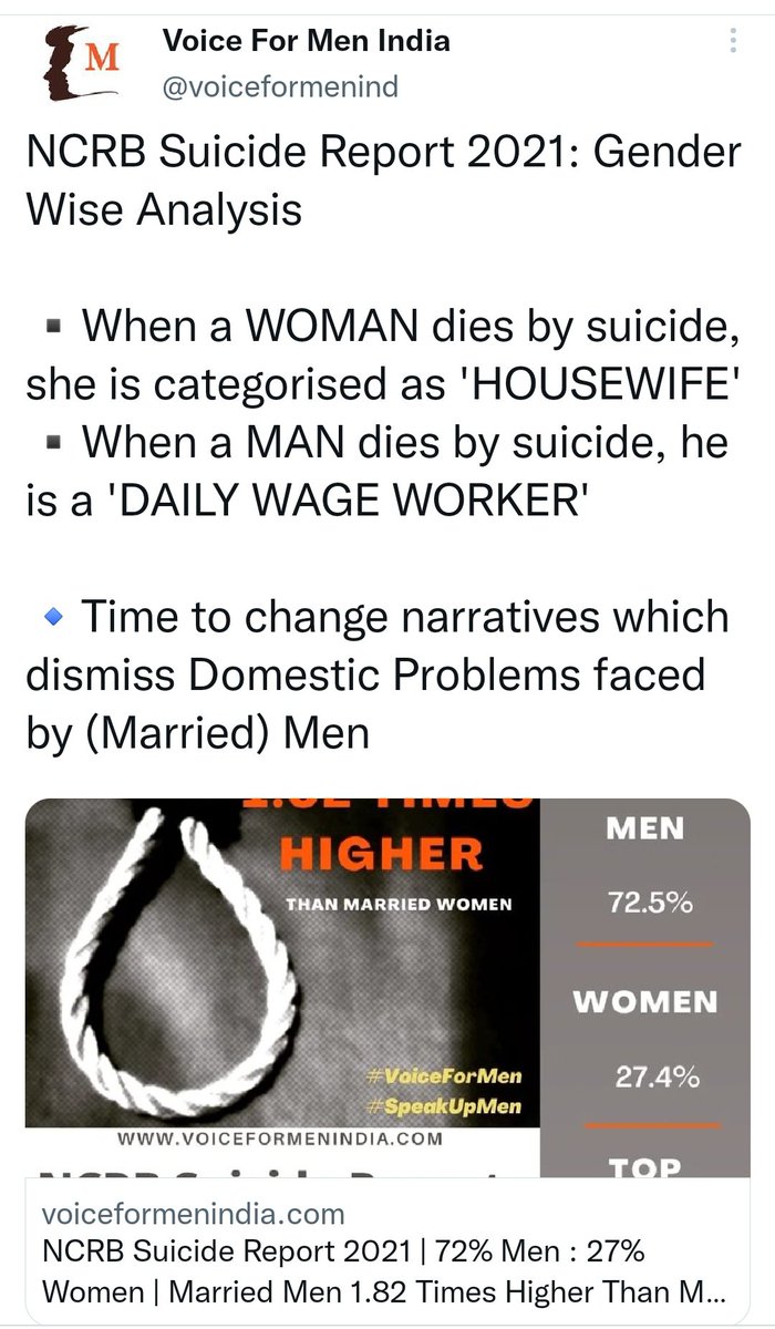 UnsafeCommonMan's tweet photo. @RidhsShah @Ajay_Kumar5 @KavyaKashmir @RohitKumarBhur2 @atalahirwar @MadhubantiChat3 What type of #Atamnirbrta it is❓ which is based on #Legal_Extortion from #Ordinary_Men by giving them 3rd Degree Mental & Physical torture,
by dragging out d females of Husband's Family & forcing #Ordinary_Men to #Commit_Suicide & Looting them for #489a_Industry.
4Picks👉 https://t.co/PZ7cwkMvmq
