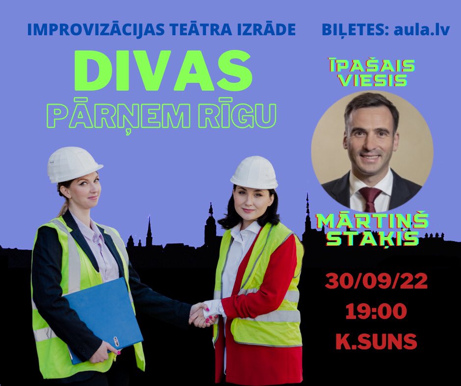 Ja svētdienas vakarā māc drūmums par garo darba nedēļu un vasaras beigām, tad iepriecini sevi ar biļetēm uz improvizācijas teātra DIVAS jaunās sezonas pirmo izrādi! Īpašais viesis <a href="/MStakis/">Mārtiņš Staķis</a> 👏 (savā no darba brīvajā laikā)