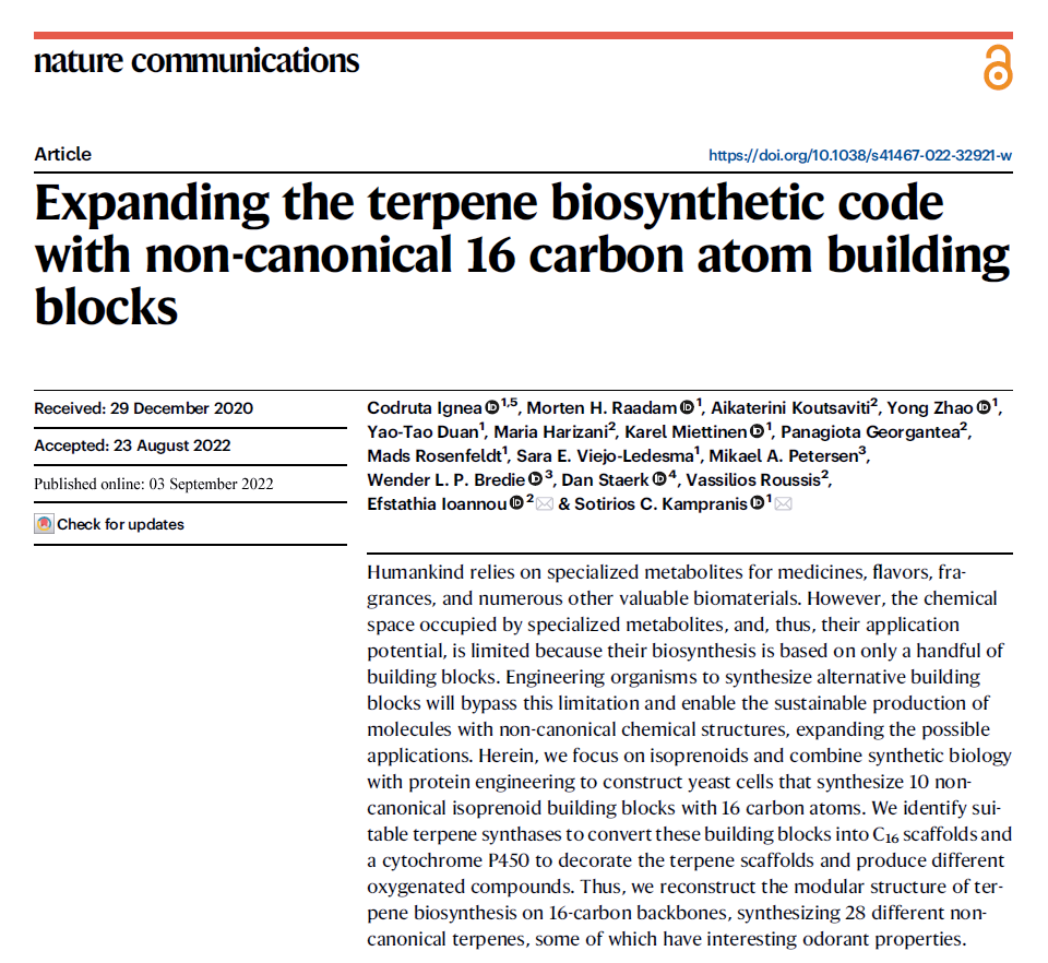 Sotirios Kampranis (@s_kampranis) on Twitter photo Fun fact about the article rdcu.be/cUS4J:
Can you guess how the names of the new-to-nature building blocks were given?
Here are some of the names:
BPP = blixenyl diphosphate
HPP = hammershoyl diphosphate
APP = ancheryl diphosphate
KPP = kimlarsenyl diphoshate
<a href="/KU_PLEN/">Department of Plant & Environmental Sciences</a> Fun fact about the article rdcu.be/cUS4J:
Can you guess how the names of the new-to-nature building blocks were given?
Here are some of the names:
BPP = blixenyl diphosphate
HPP = hammershoyl diphosphate
APP = ancheryl diphosphate
KPP = kimlarsenyl diphoshate
<a href="/KU_PLEN/">Department of Plant & Environmental Sciences</a>