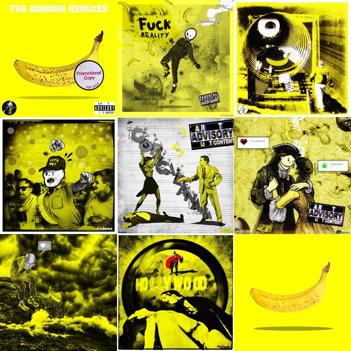 Arbel_Ratzin's tweet photo. Minting tonight, Copacabanana is the newest remix in my Banana Remixes collection. 
One more remix left before the collection is closed.
🍌💛🍌💛🍌💀
Check the whole project at:
https://t.co/Jg7gbOUORb
Tell your friends 🤫💛
#ultracontemporary #popart #collageart #popsurrealism https://t.co/ZIDGD9ljLd