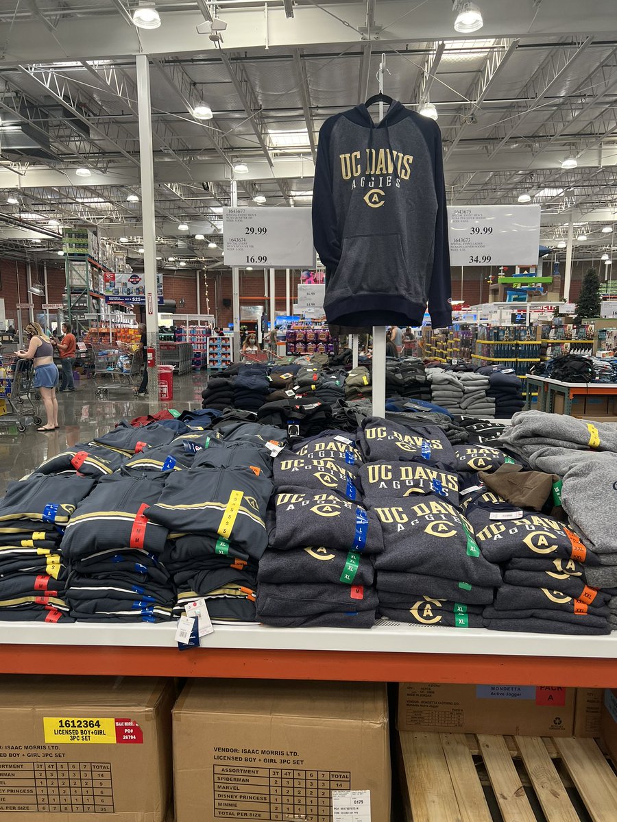 Woodland Costco with tons of <a href="/ucdavis/">UC Davis</a> and <a href="/ucdavisaggies/">UC Davis Athletics</a> gear on hand! 💙💛