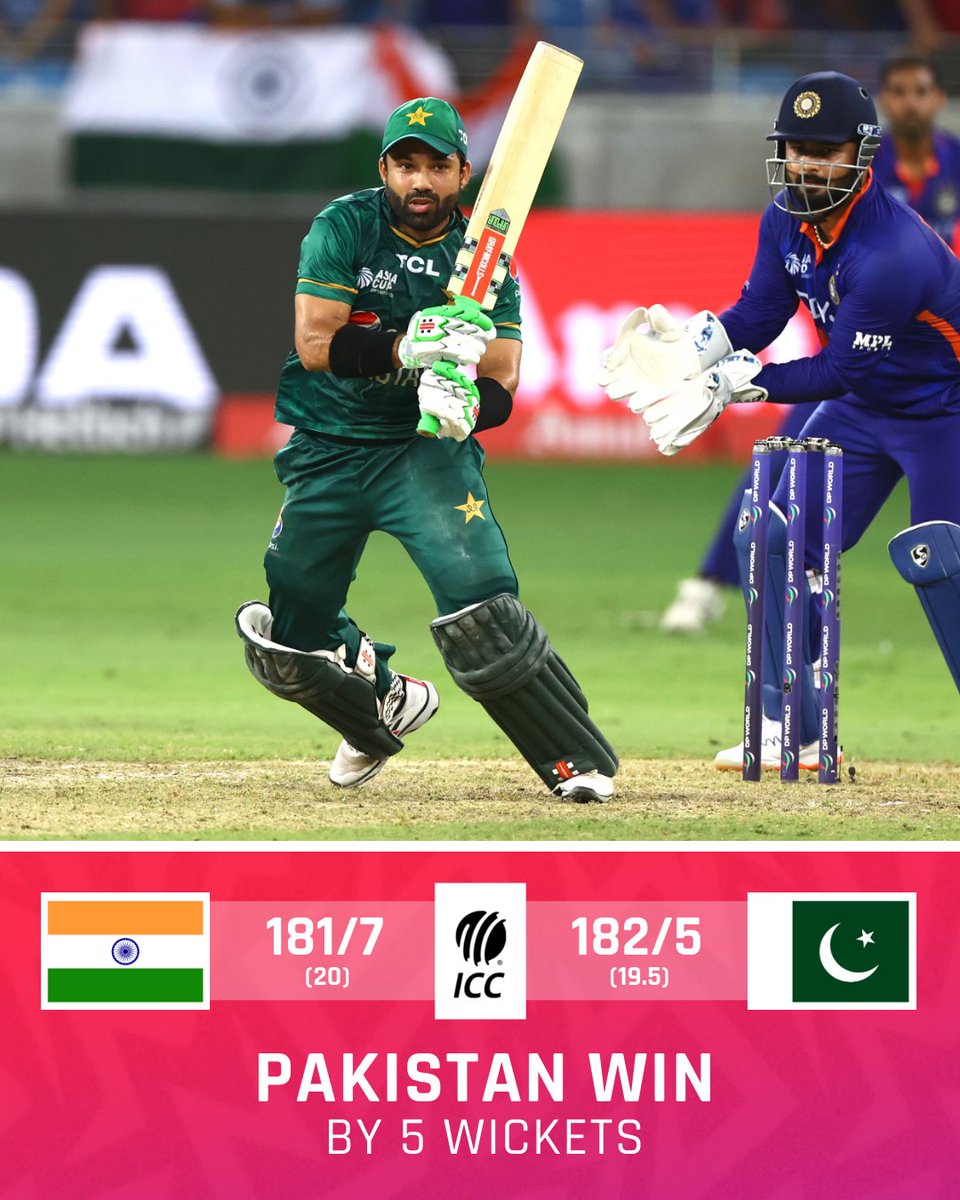 PAKISTAN WIN! 🇵🇰🔥 A brilliant run chase from Pakistan in Dubai against India 💪 #INDvPAK | #AsiaCup2022 | 📝 Scorecard: bit.ly/3Rfuo88