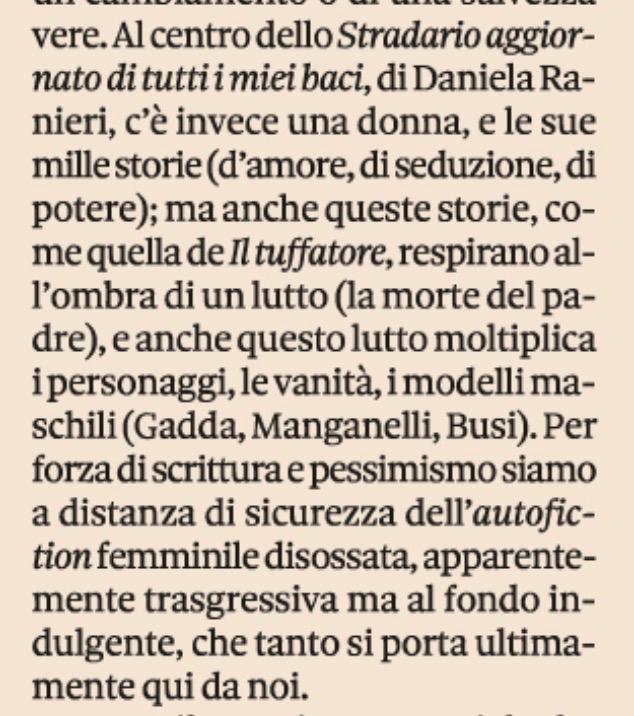 Grazie a Gianlugi Simonetti, oggi su sulla Domenica del @sole24ore su @danielaranieri, 'Stradario aggiornato di tutti I miei baci', nel suo pezzo su @PremioCampiello