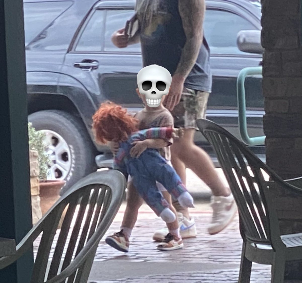 tx_boy_mom's tweet photo. So a kid walks in with a Chucky doll … #ImDisturbed https://t.co/R12pGaMo5t