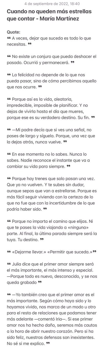 booksmoon5's tweet photo. ╰> 📚 Cuando no queden más estrellas que contar - María Martínez

❝ Porque, a veces, dejar que suceda es todo lo que necesitas.❞

❝ —A veces, las personas que nos importan no llegan a nuestras vidas para quedarse, sino para enseñarnos a madurar. ❞

Nota: ★ ★ ★ ★ ☆ (4/5) https://t.co/yYqRzlOY9S