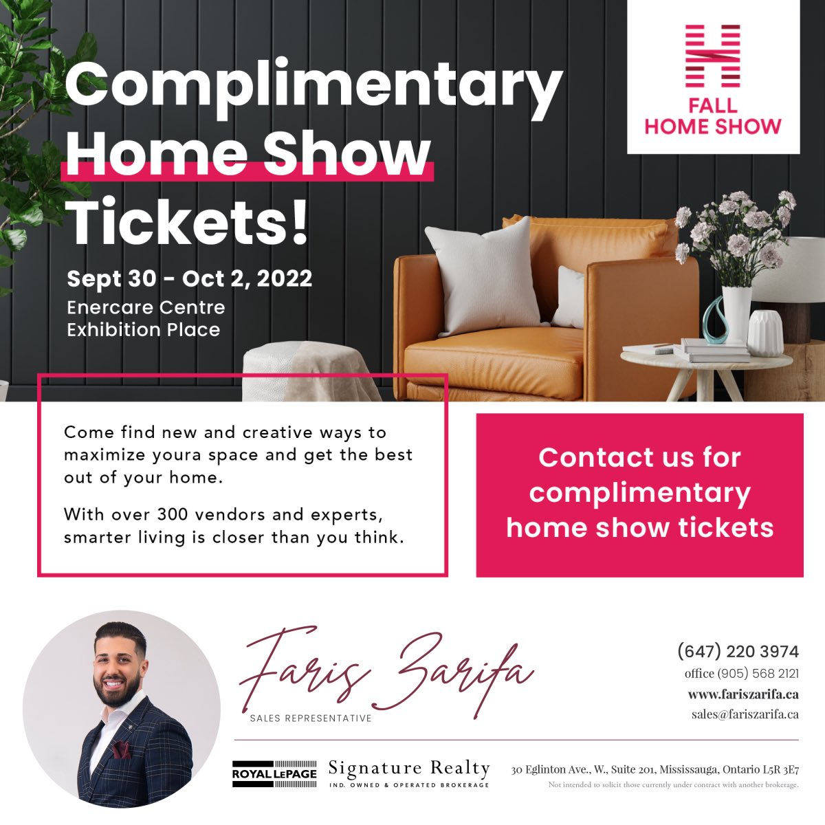 fariszarifarltr's tweet photo. βΌοΈ ATTENTION HOME LOVERS βΌοΈ
ποΈ I am very excited to announce that I will be offering complimentary tickets to the Toronto Fall Home Show!
DM me today to get your tickets!
#realestate #torontorealestate #gtarealestate #torontohomeshow #fallhomeshow #freetickets #toronto #gta https://t.co/REByoDtMeK