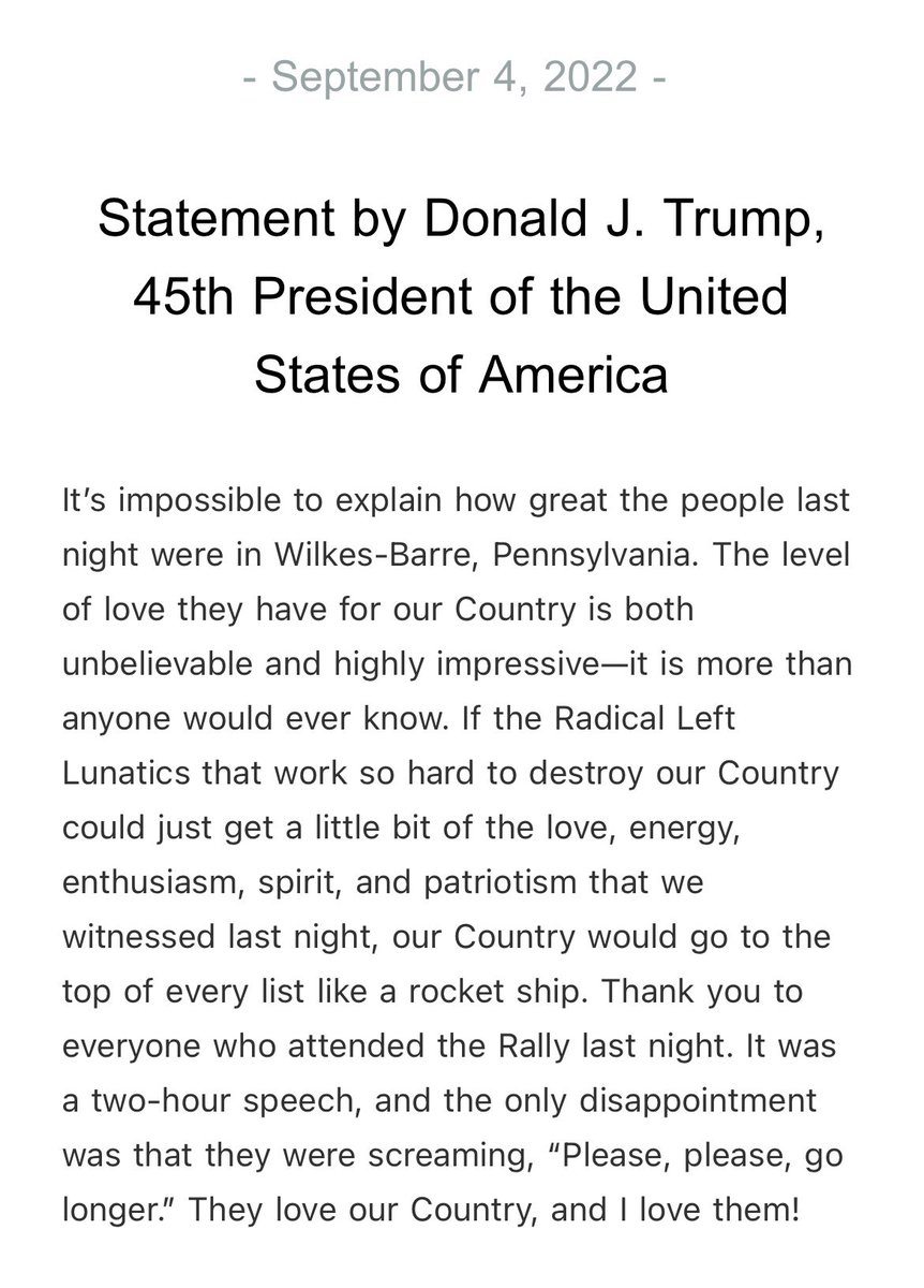 Statement by Donald J. Trump, 45th President of the United States of America