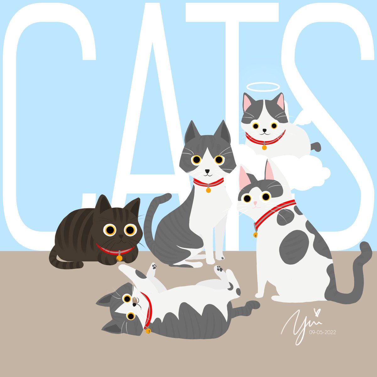 goddessyui's tweet photo. Drew some of my cats... Kira's first batch of babies #adobephotoshop #cats #art #digitalillustration #meow #huion #illustration #drawing #digitalart https://t.co/odaGNiJGla