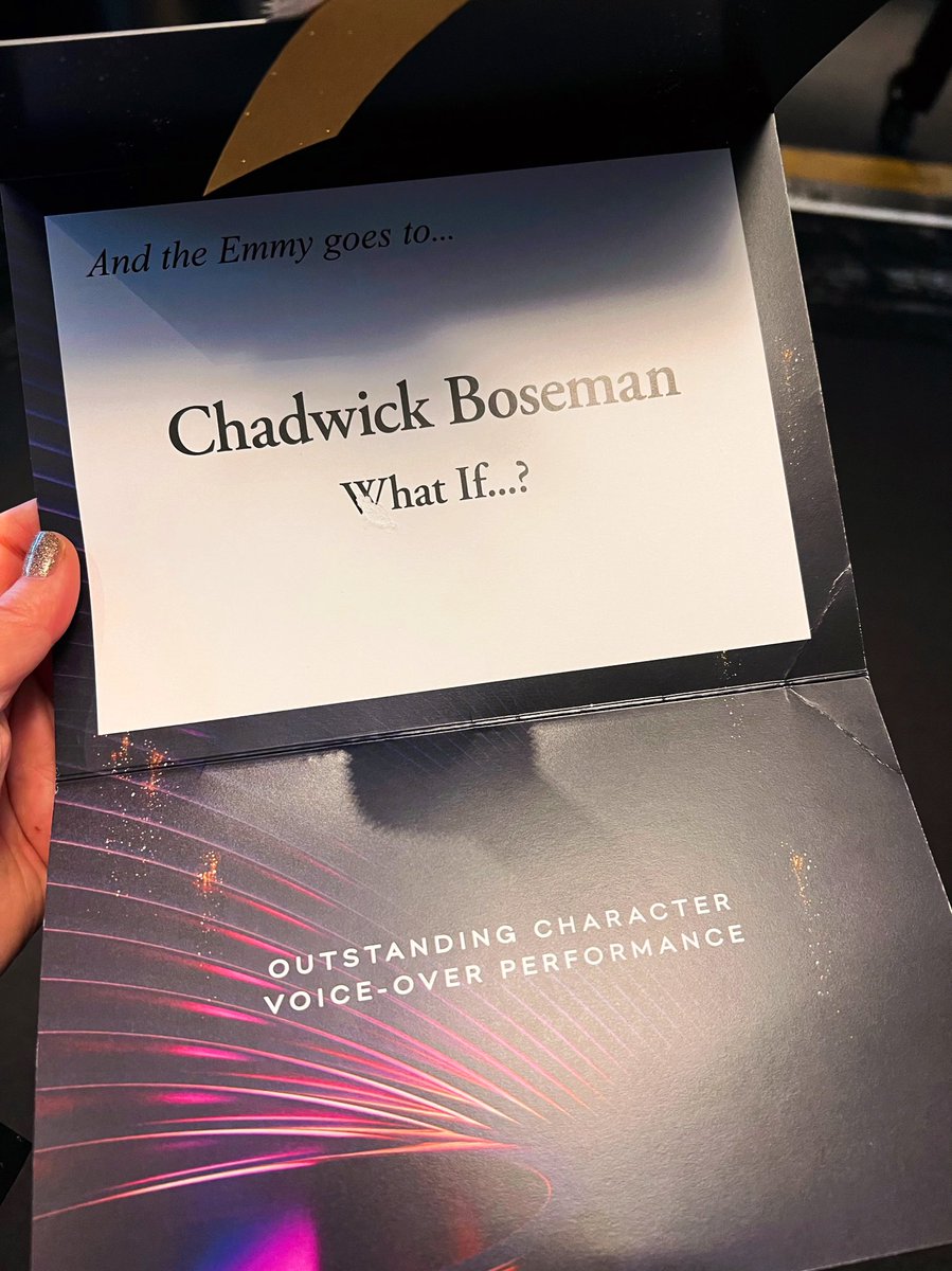Chadwick Boseman (@chadwickboseman) on Twitter photo 2022-09-04 18:11:12 He put every part of himself into every role he ever took on. It was a true honor for Chad to receive a posthumous Creative Arts #Emmys Award for his voice work in @MarvelStudios’ @whatifofficial. 🙏🏾 #BlackPanther He put every part of himself into every role he ever took on. It was a true honor for Chad to receive a posthumous Creative Arts #Emmys Award for his voice work in @MarvelStudios’ @whatifofficial. 🙏🏾 #BlackPanther