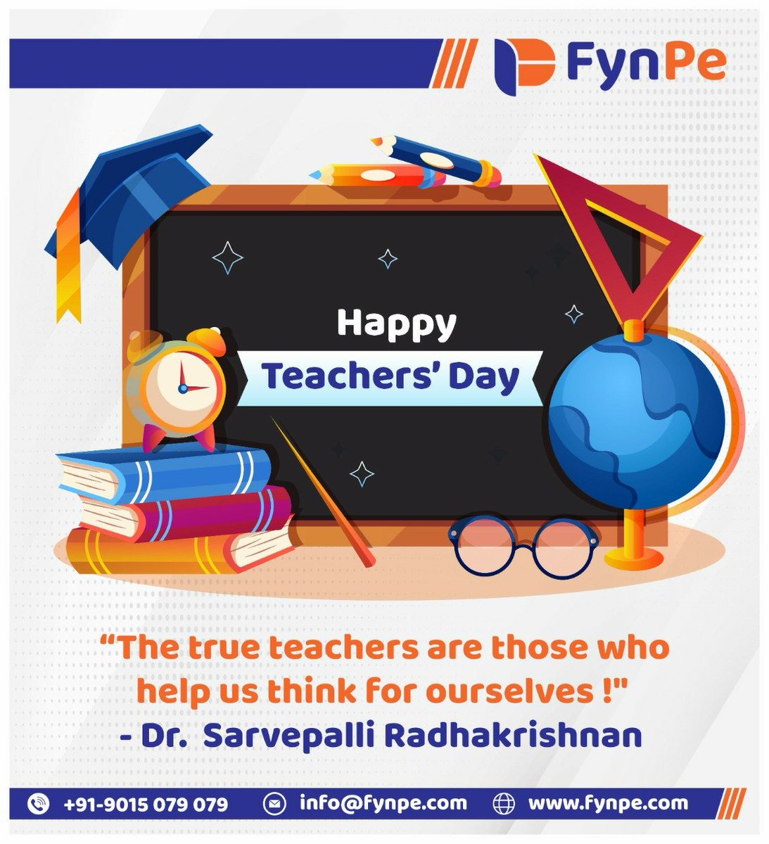 fynpe_payments's tweet photo. On the birth anniversary of Dr. Sarvepalli Radhakrishnan,one of the greatest minds of the nation, Team FynPe wishes all the teachers a very Happy Teacher's Day!

#teachersday #DrSarvepalliRadhakrishnan #birthanniversary #backboneofthenation #teachers #fynpe https://t.co/lDb2eoOnVt