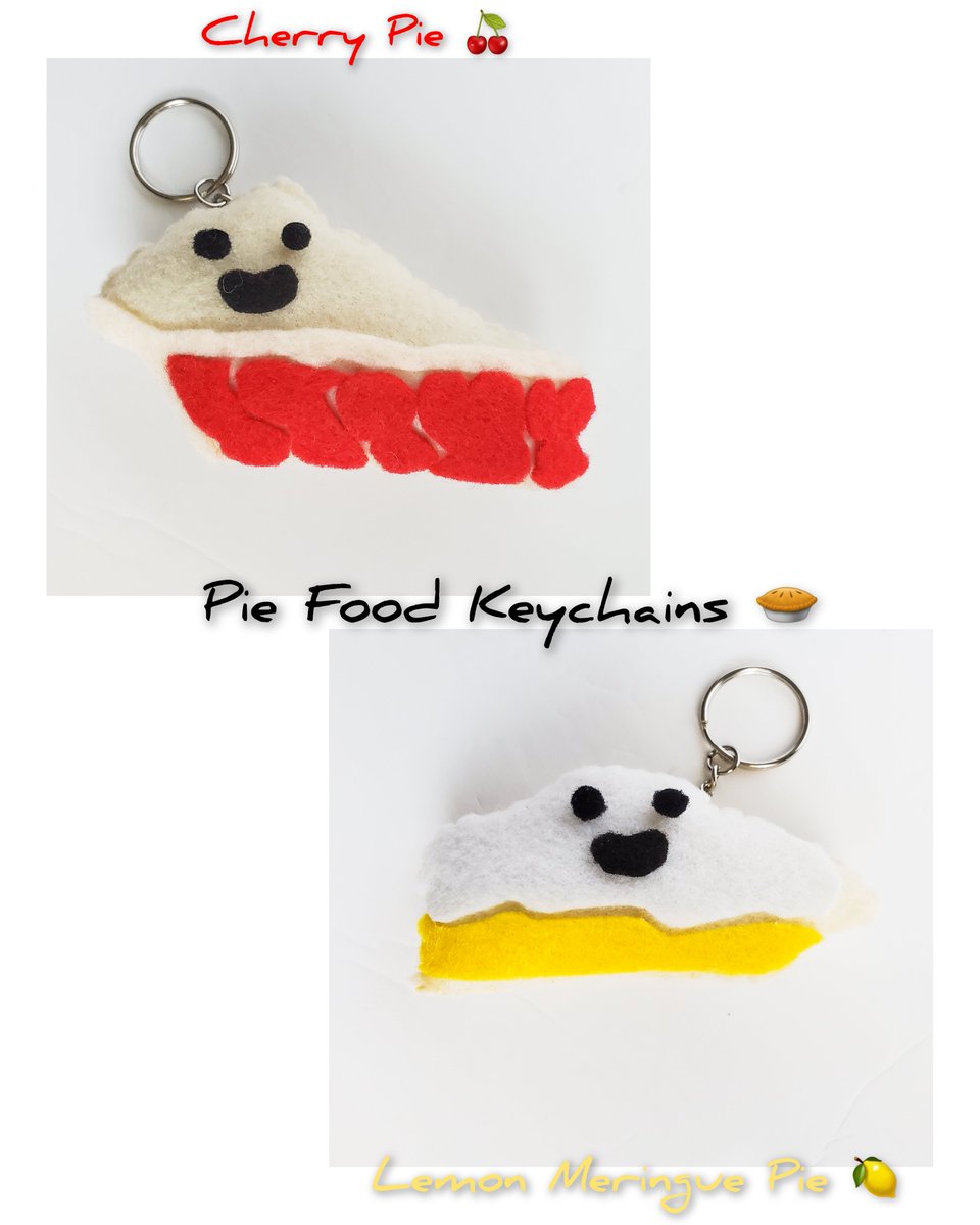 MinimalAbstrac1's tweet photo. New! Cherry and Lemon Meringue Pie Felt Keychains 🥧
#etsy #etsyfinds #HandmadeFelt #HandmadeHour #gift #giftideas #womanowned #Food #Foodie #cherry #lemon #pie #cute #felt #keychains #sundayvibes #SundayFunday 
https://t.co/fCWUtdleQJ https://t.co/ewlaf20fVx