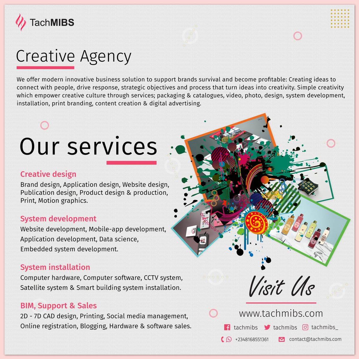 TachMIBS's tweet photo. Reach out to us for your creative business solutions 👍

Our services: creative design, system development, system installation, BIM, Support &amp; Sales.

#logo #logodesigns #brand #graphicdesign #ui #ux #webdesign #cctv #system #Freelance #abuja #usa https://t.co/UDgfs4xgN9