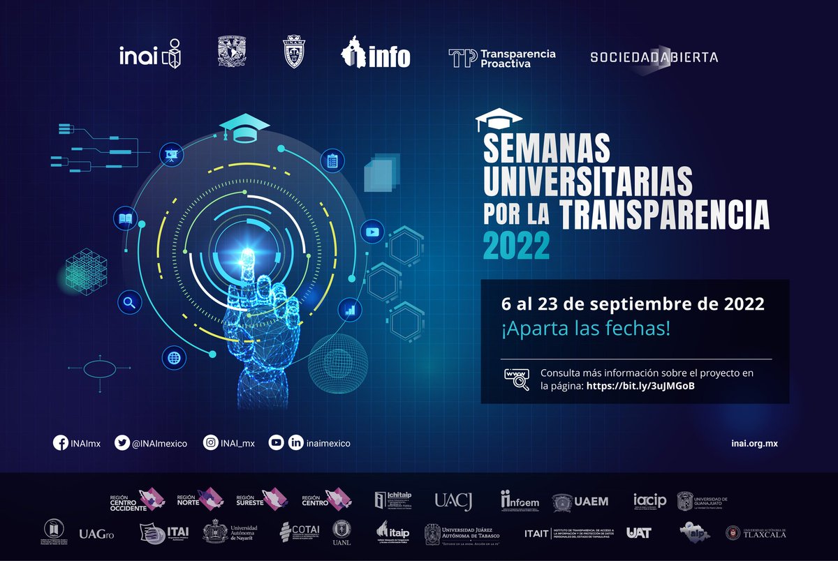 AdrianAlcala75's tweet photo. 📢 ¡Ya están por iniciar las #SemanasUniversitariasPorLaTransparencia! Para promover la participación de toda la comunidad académica y estudiantil en los temas que tutelan los Organismos Garantes de Transparencia. 

Entérate aquí 👇 https://t.co/jPmNWwEBL6 https://t.co/oAtwuXkyR1