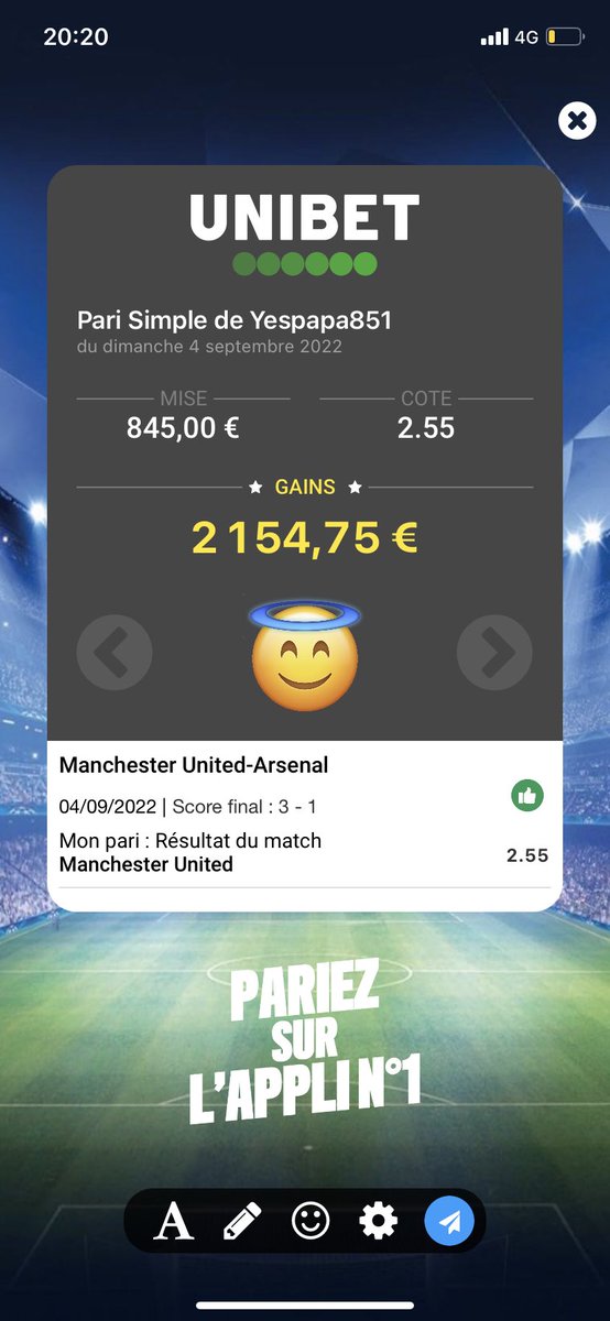 Mrick85's tweet photo. @KingPronos17 Voilà ce qu’il faillais joué et pas une vielle équipe comme rennes https://t.co/PgUwW4W9Lq