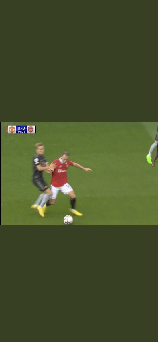 erjon_axhami's tweet photo. I am 100% if that was eriksen fouling odergard and united scored the referee would never consider watching VAR #VAR #crap https://t.co/dGvZP64yuz