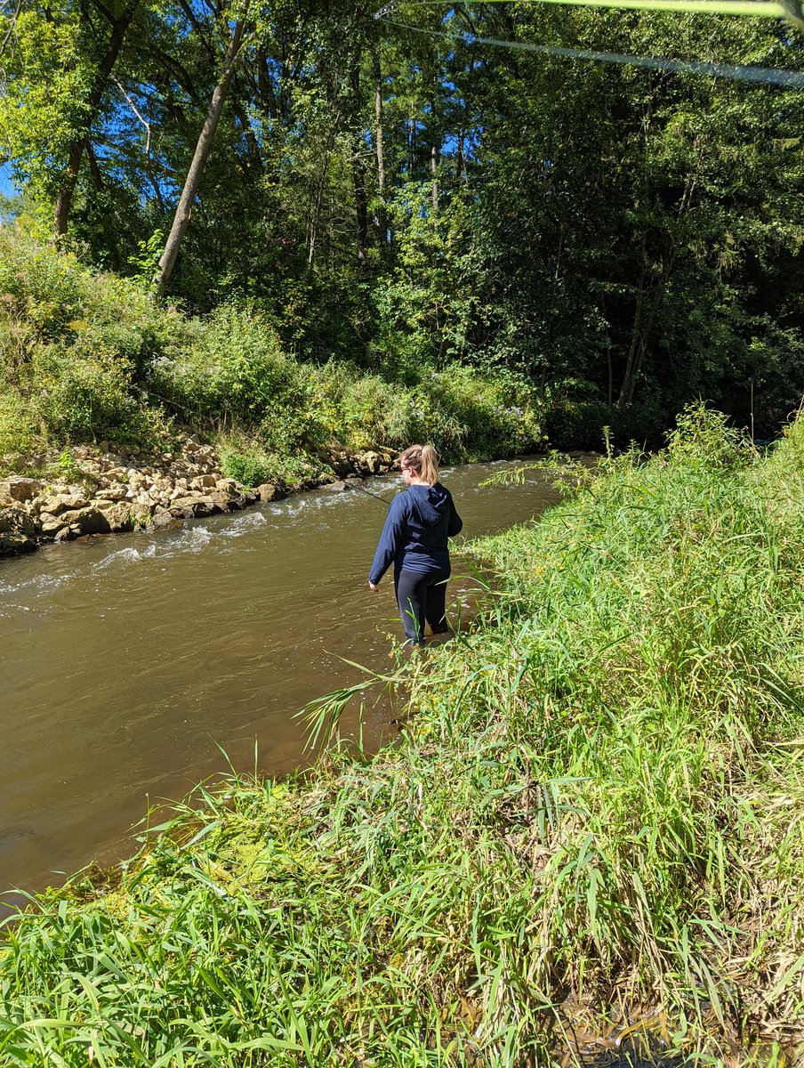 MDFightsCancer's tweet photo. @thelucygoose Elk Creek in Wisconsin isn't as storied as the Farmington for fly fishing, but it treated us well. Great day for a hike as part of the #ACSCEOchallenge. https://t.co/iZBYTjMKDi
