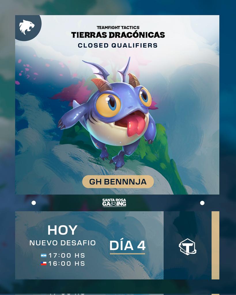 ¡Ultimo dia para clasificar al Play-In!
😬

El dia 4 de las Closed Qualifiers hacia el Mundial de TFT empiezan hoy 🥳

<a href="/BENNNJA_TFT/">BENNNJA</a> Necesitara quedar dentro del Top 17 para pasar a la siguiente fase en la que se enfrentara a los mejores jugadores de LAN/LAS 🔥 #GoGauch
