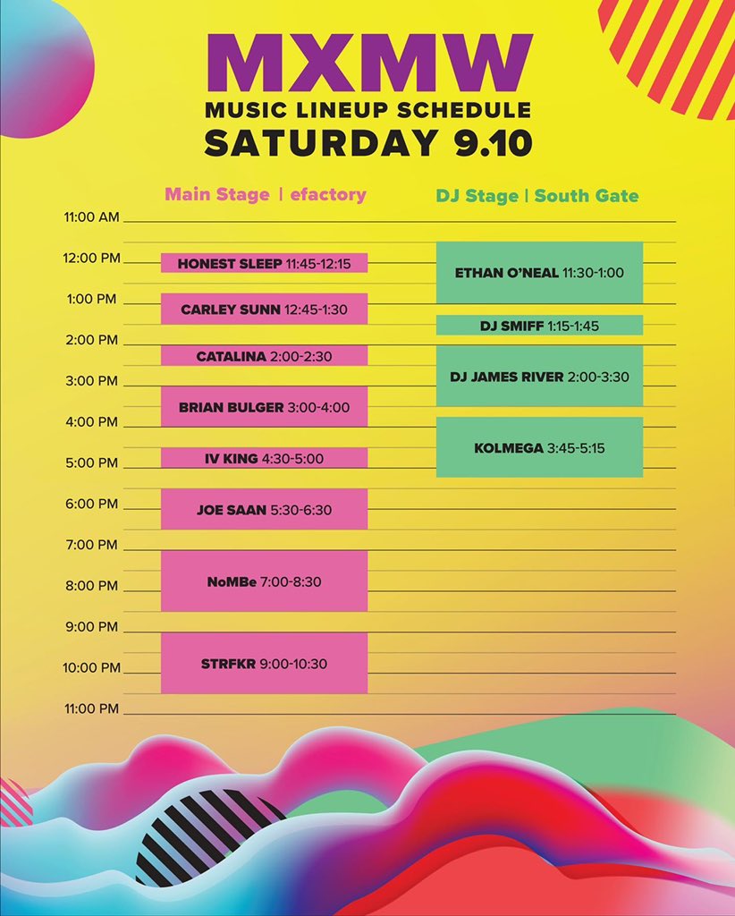 Music Schedule > Saturday 9.10 ⚡️
#mxmw