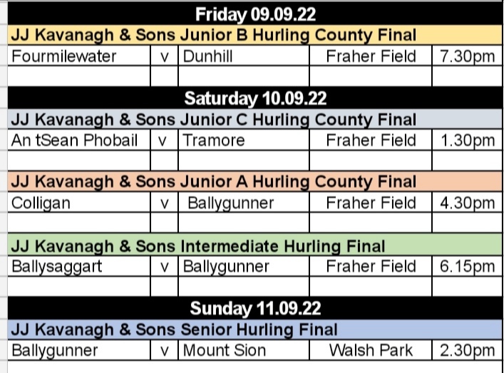tomasmcc's tweet photo. Five Waterford club hurling finals next weekend https://t.co/ytq8bFYKl6
