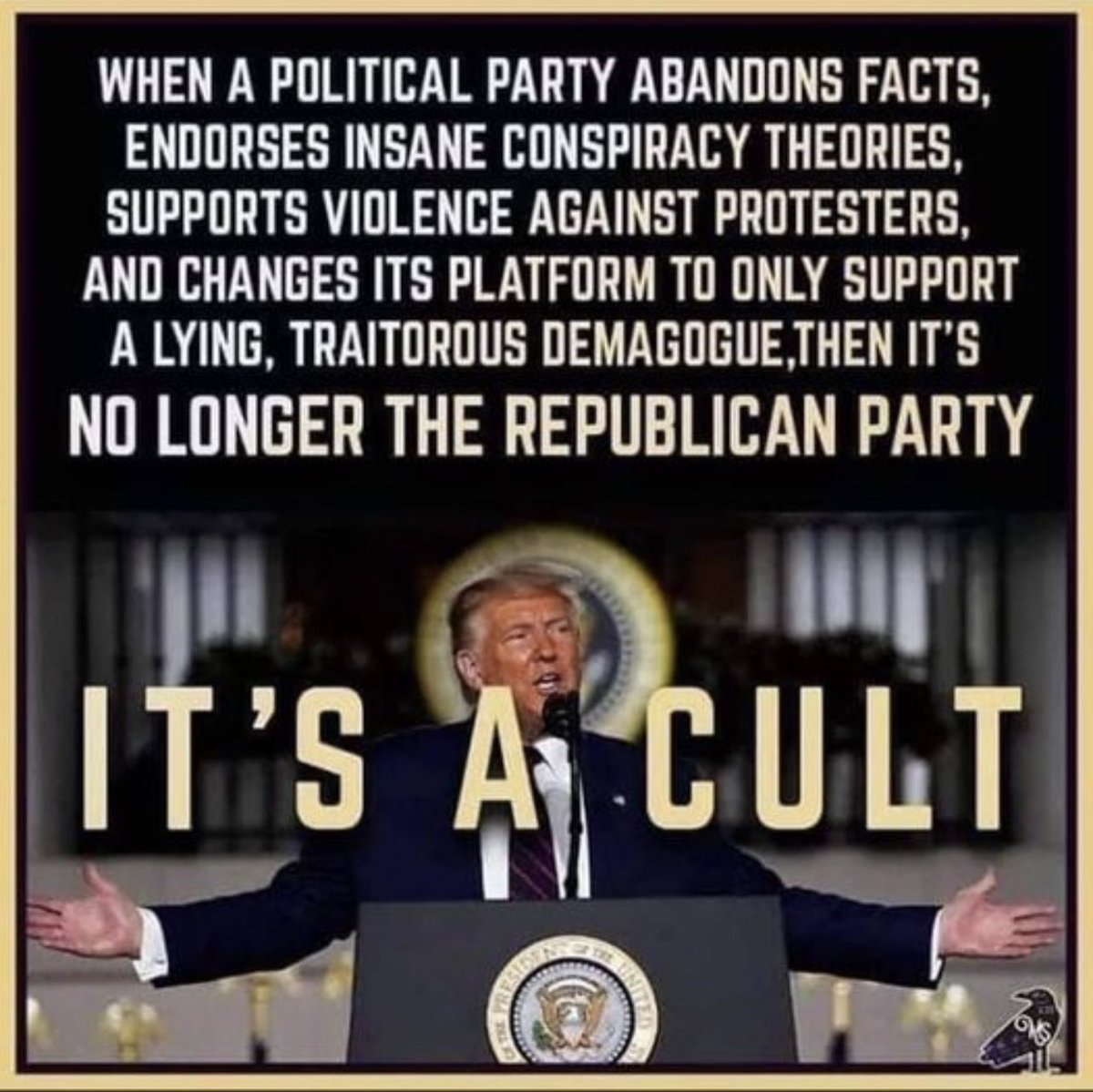 HugeJohnSimmons's tweet photo. The @GOP has @Trump cancer! It is morphing the Republican Party into a cult, with #MegaRepublicans serving as its most devoted followers. Democracy is on the ballot across our nation this November. #VoteBlueNoMatterWho https://t.co/E56V9fHFI7