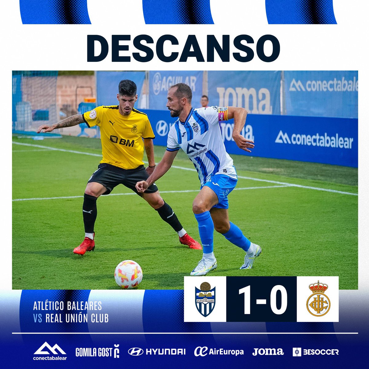 ⏸ DESCANSO | Vale el gol de <a href="/pastrana_victor/">Víctor Pastrana</a> 

🎩 Asistencia de <a href="/Fornies_3/">David Fornies</a> 

|1-0| 🆚 <a href="/REALUNIONCIRUN/">Real Unión Club Irun</a> 

#DISFRUTAM ⚪️🔵