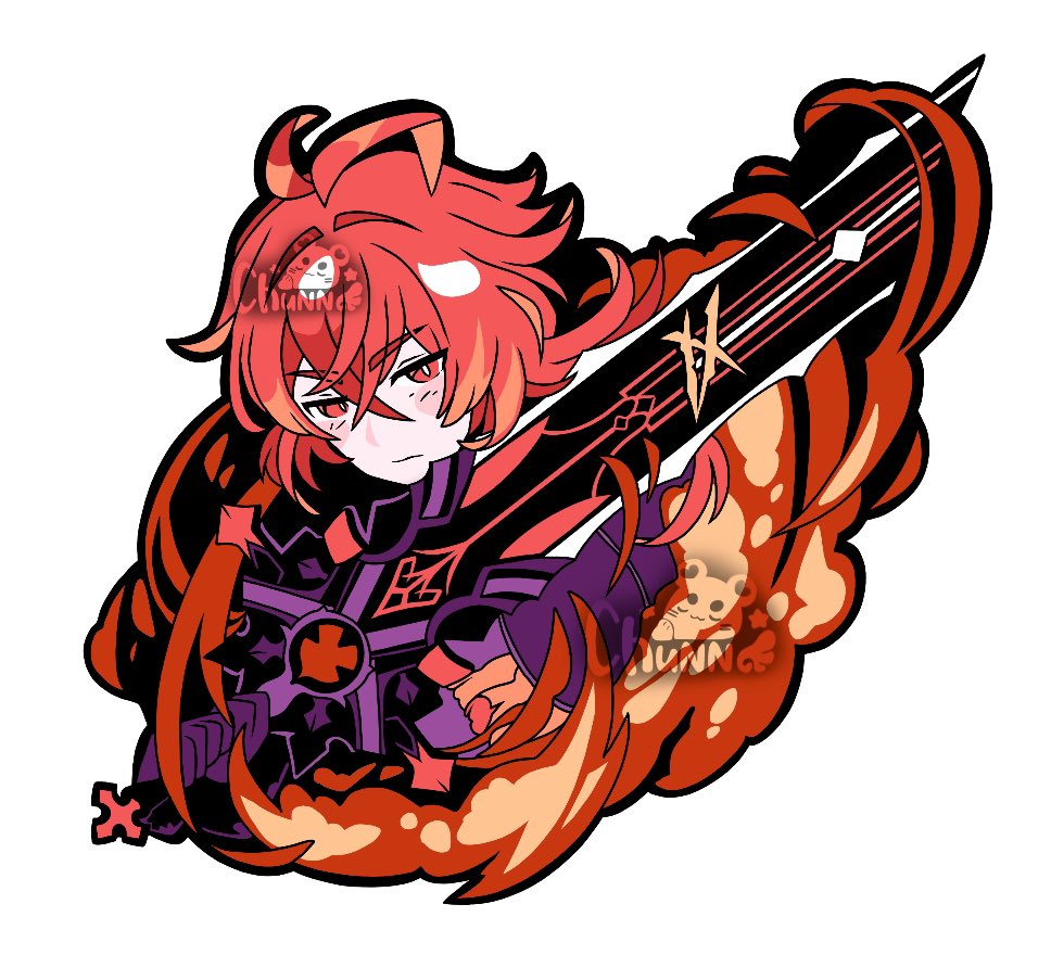 ディルック(原神) 「Diluc finished too! I think with the met」|Chunn 🍊 (⌯'▾'⌯)のイラスト