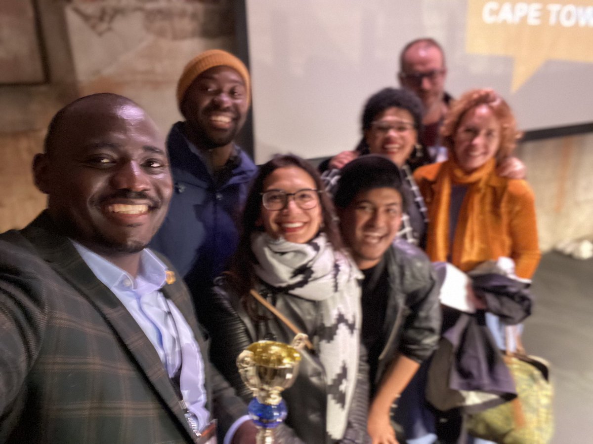 thisisSJKing's tweet photo. We came, we saw, we wrote, we cheated. In the end @Pkabalira trumped us with his delicious words. Well played Chase, Onke, @QLed, @MargieOrford! #WriterSports #OBF2022 https://t.co/ROIlyRSIav