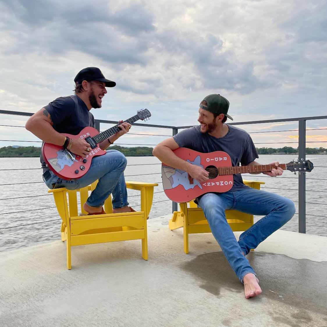 Jensen Ackles, Steve Carlson and their Radio Company guitars 🎸 🎶