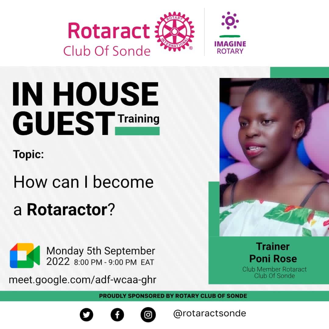 Rotaractsonde's tweet photo. Join us tomorrow for an in-house Guest training on how to become a Rotaractor by our own @bponirose https://t.co/Jx9rCS0HZy