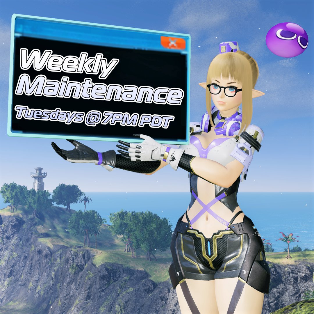play_pso2's tweet image. Listen up new recruits! 📢💫🐤
Every Tuesday #PSO2NGS has Weekly Maintenance! 💜

Be sure to finish your Weekly Tasks and claim any expiring Scratch Exchange Tickets before servers go down! 
✰ Tuesday 9/6, 7PM - 1AM PDT ✰