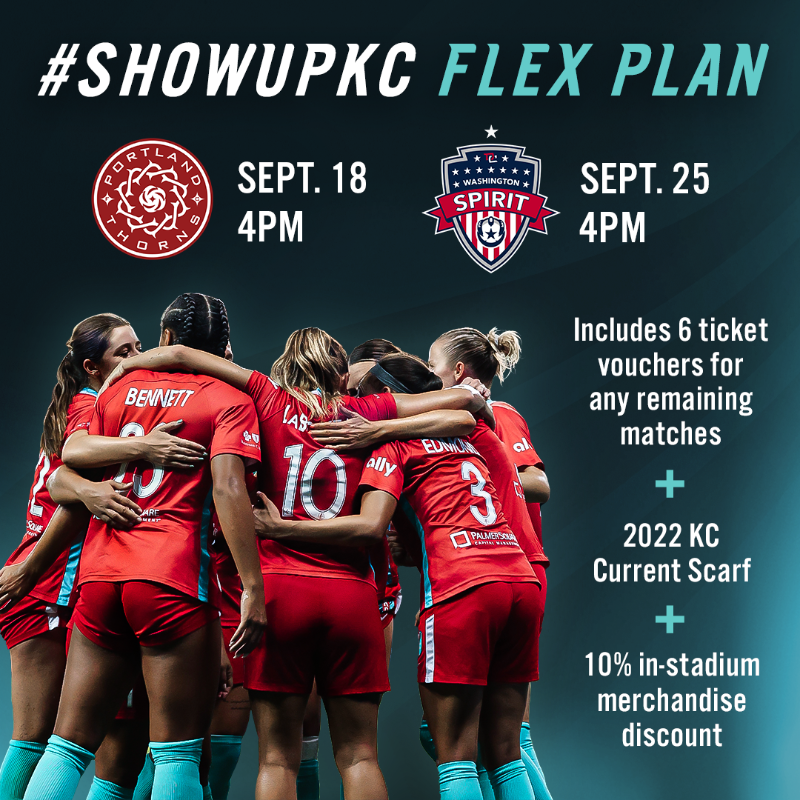 thekccurrent's tweet photo. πππ© ππ£ π€π£ π©ππ πππ©ππ€π£.
ποΈ 6 ticket vouchers for any remaining matches
π§£ 2022 KC Current Scarf
π§’ 10% in-stadium merchandise discount
Buy your #ShowUpKC Flex Plan NOW!