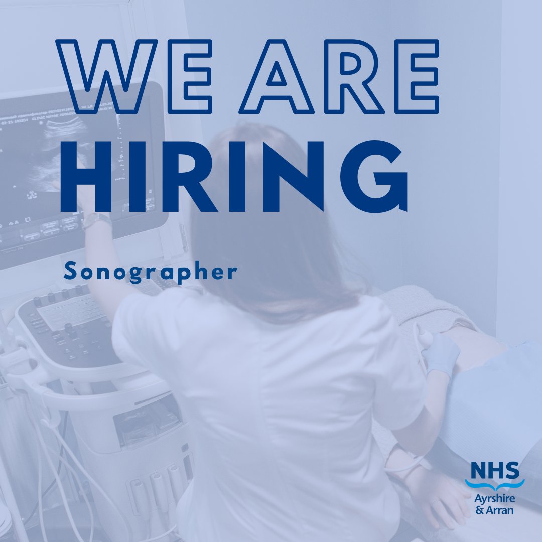 We have an exciting opportunity for qualified General Sonographers to join our small, friendly team covering various sites across Ayrshire.  

Find out more at apply.jobs.scot.nhs.uk/displayjob.asp… 

Closing date: 07/09/2022

Follow us on LinkedIn ➡️ linkedin.com/company/ayrshi…
