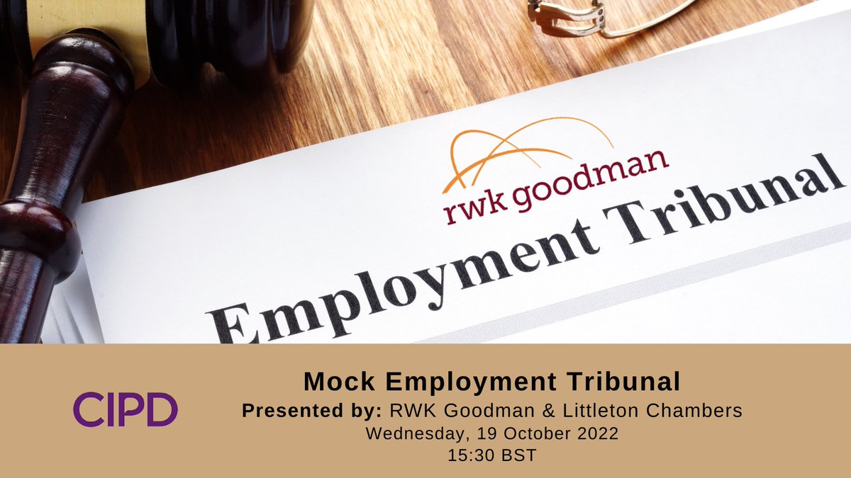 CIPD Swindon & North Wiltshire Branch (@cipdsnwb) on Twitter photo Join us for a Mock Employment Tribunal, presented by <a href="/RWKGoodman/">RWK Goodman</a> Goodman (previously Royds Withy King) & Littleton Chambers, on Wed, 19 Oct 2022, 15:30 – 20:00 BST. Held @ DoubleTree by Hilton Swindon, SN5 8UZ. Register here: bit.ly/3qc7Qcq #mockemploymenttribunal #cipd Join us for a Mock Employment Tribunal, presented by <a href="/RWKGoodman/">RWK Goodman</a> Goodman (previously Royds Withy King) & Littleton Chambers, on Wed, 19 Oct 2022, 15:30 – 20:00 BST. Held @ DoubleTree by Hilton Swindon, SN5 8UZ. Register here: bit.ly/3qc7Qcq #mockemploymenttribunal #cipd