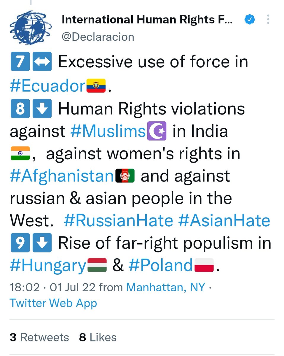 @2Kazmi @Declaracion Ather bhai, randomly found one such tweet as per your demand where @Declaracion is clearly speaking against Human Rights violations against #Muslims in India. IHRF regularly speaks against #Islamophobia which includes #Islamophobia_in_india. IMHO it's an unjust statement by you.