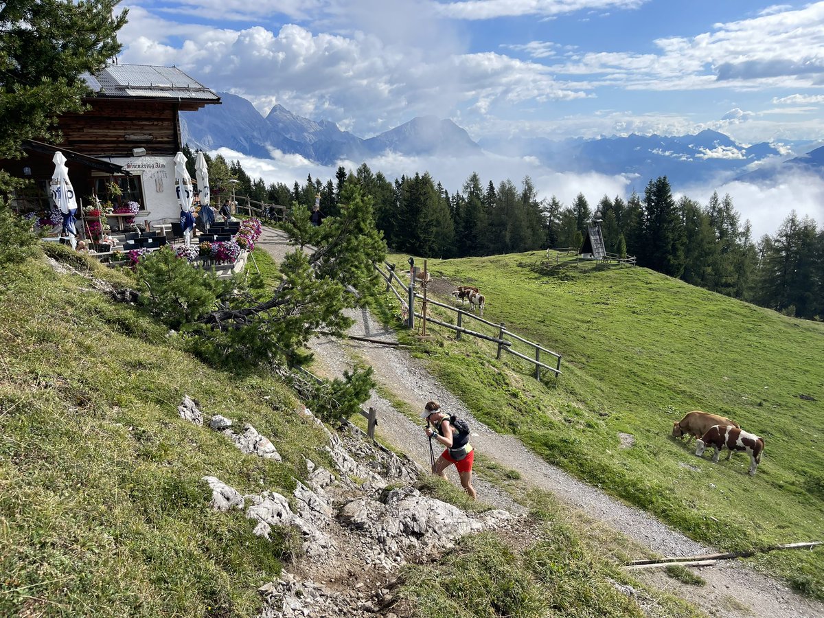 ShelleyWood2's tweet photo. A big reason #whyimasked at #ESCCongress. Two days, 74km, 4,100m in <14h. Thanks @DYNAFIT_SpeedUp #transalpinerun for the trailrunning goal, the memories, and the vistas! This may have been #heartsmart, but it was definitely #kneestupid. https://t.co/ezz6Nielk6