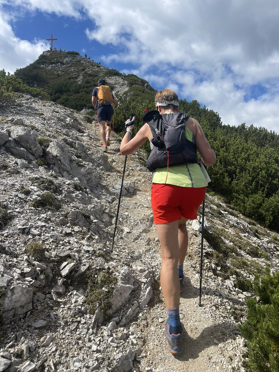 ShelleyWood2's tweet photo. A big reason #whyimasked at #ESCCongress. Two days, 74km, 4,100m in <14h. Thanks @DYNAFIT_SpeedUp #transalpinerun for the trailrunning goal, the memories, and the vistas! This may have been #heartsmart, but it was definitely #kneestupid. https://t.co/ezz6Nielk6