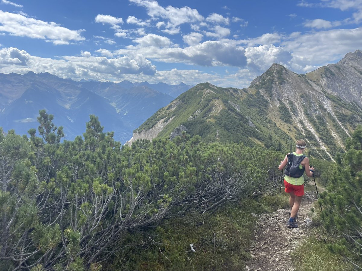 ShelleyWood2's tweet photo. A big reason #whyimasked at #ESCCongress. Two days, 74km, 4,100m in <14h. Thanks @DYNAFIT_SpeedUp #transalpinerun for the trailrunning goal, the memories, and the vistas! This may have been #heartsmart, but it was definitely #kneestupid. https://t.co/ezz6Nielk6