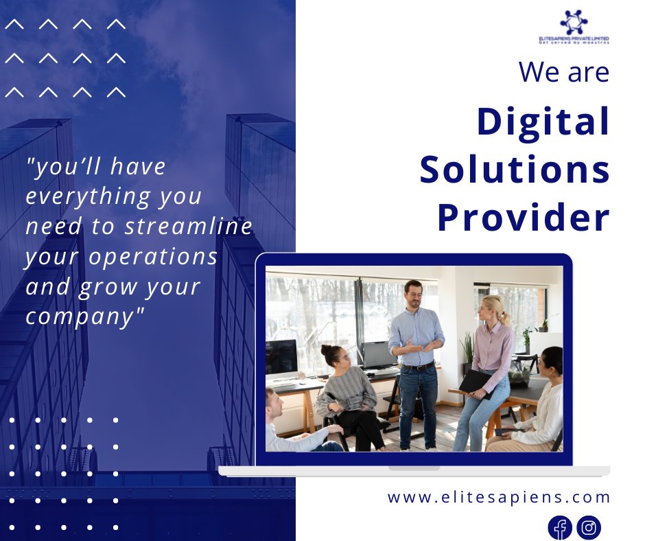 EliteSapiens's tweet photo. "you’ll have everything you need to streamline your operations and grow your company"
Let Experts at EliteSapiens Cover the Technical Side of Your Business While You Focus on Your Core Values.
Best solution for your business https://t.co/3xuDMI9CI0
.
.
#digitalbussiness #digital https://t.co/Qh6nHmbeFN