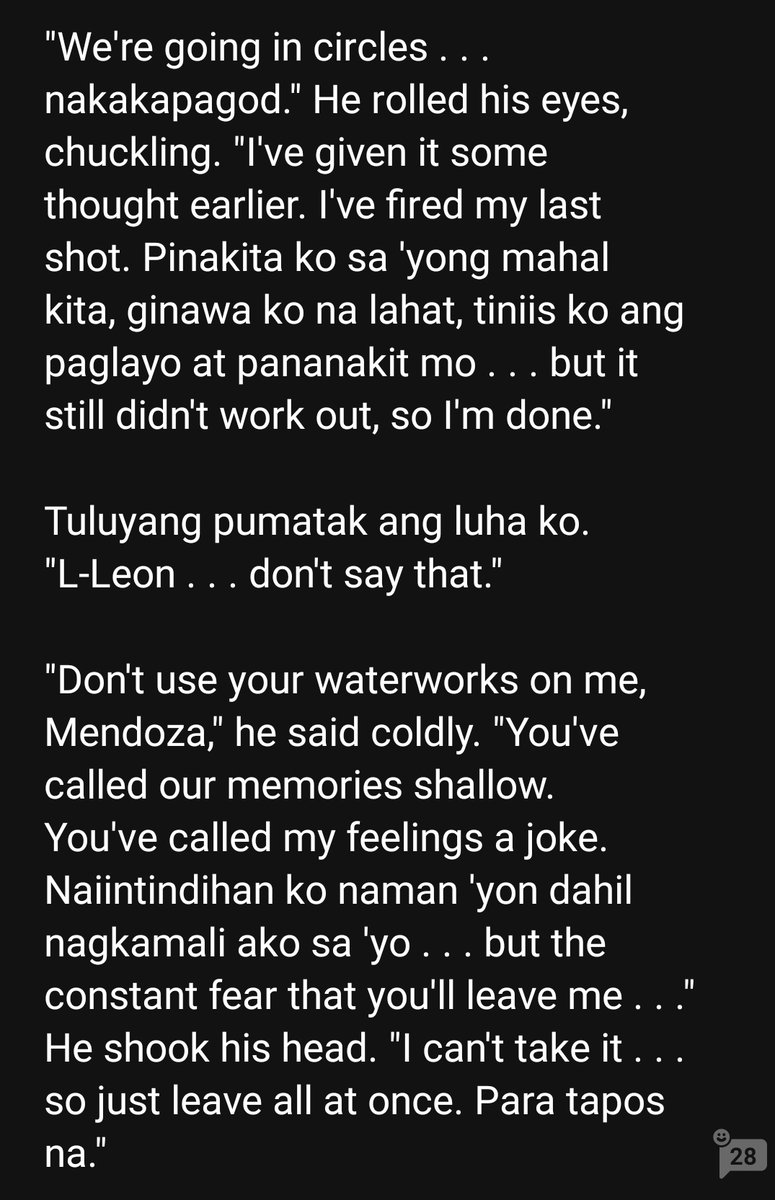 simp4katana's tweet photo. THESE LINES FROM LEON YSMAEL ZAMORA MAKES ME SHATTERED INTO PIECES, LIKE HE REALLY DID WORK HARD TO PURSUE AMARI HE GIVE IT ALL BUT AMARI KEEPS ON PUSHING HIM AWAY HE STILL CHASED HER BUT THIS TIME HE GOT TIRED OF DOING IT, SOBRANG SAKIT NUN SA PART NI AMARI🥺🥺
#MWCLAChapter37 https://t.co/ZXiZxH7aeu