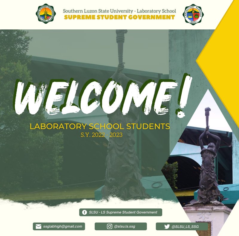 SLSU_LS_SSG's tweet photo. WELCOME BACK SLSU - LABORATORY SCHOOLS STUDENTS! 🎒 

Today is the day, fellow students! Get ready, get set for the best year yet! Brand new school year, brand new start. You’re going to have an amazing and full of new experiences and memories, make sure to buckle up! 🕑 https://t.co/5Mq6Byg95l