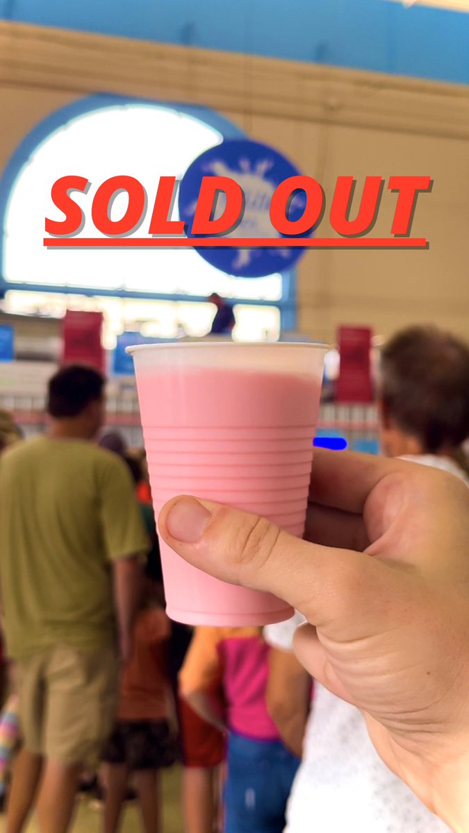 Sorry Strawberry Milk fans. Strawberry Milk is sold out for the Fair. Today, chocolate is being poured at The Milk Bar, and tomorrow White and Chocolate Milk return!🥛